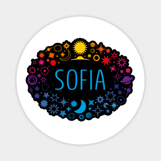 Sofia name surrounded by space Magnet